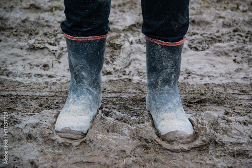 Muddy Red Band Gumboots on a Farm in New Zealand