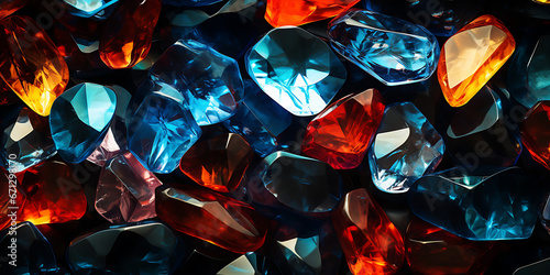 Gemstone Background Crystal Diamond Background Crystal Gemstone, Multicolored stones gems  photo