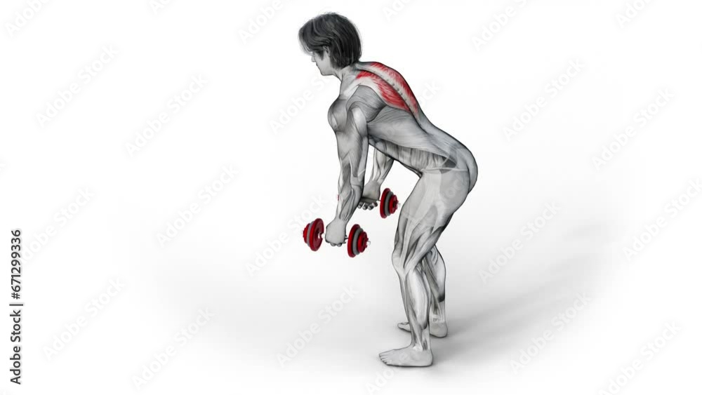 Traps (midback)Dumbbell Silverback Shrug3D (501) Anatomy of fitness