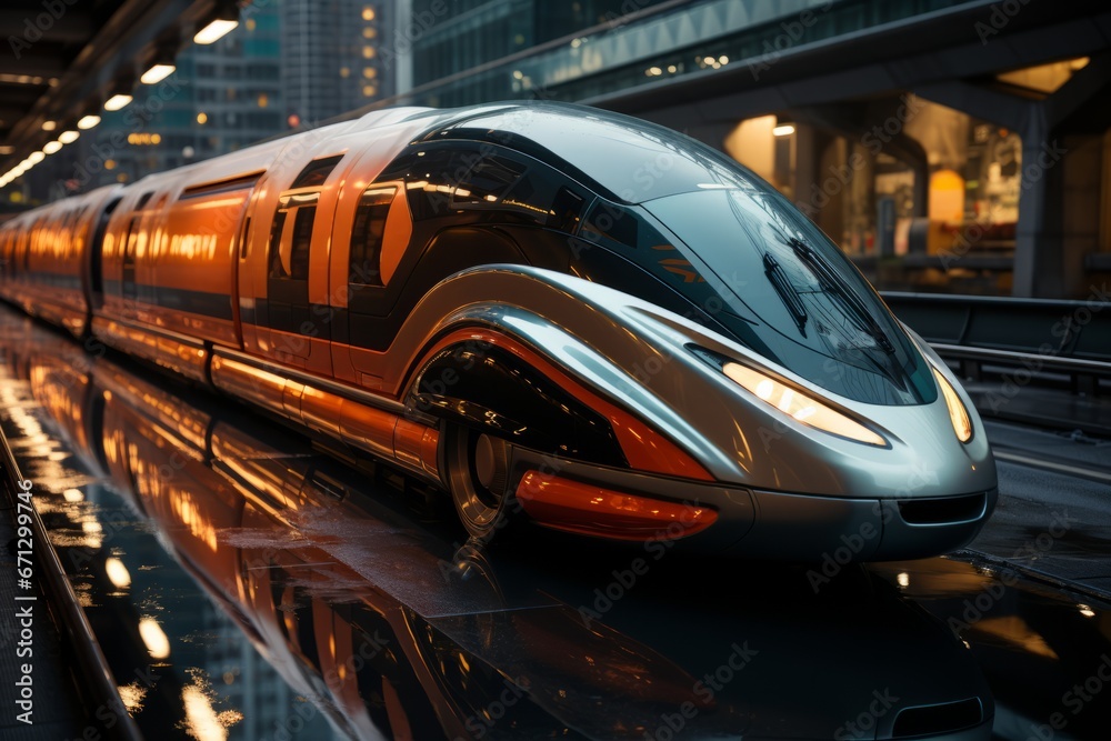 Futuristic transportation high-speed train sleek