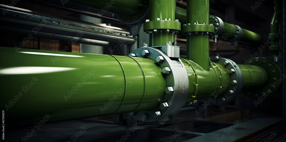 Industrial Detail: Close-up View of a Large Pipe in Gas Pipeline. Generative ai Industrial Detail: Close-up View of a Large Pipe in Gas Pipeline. Generative ai