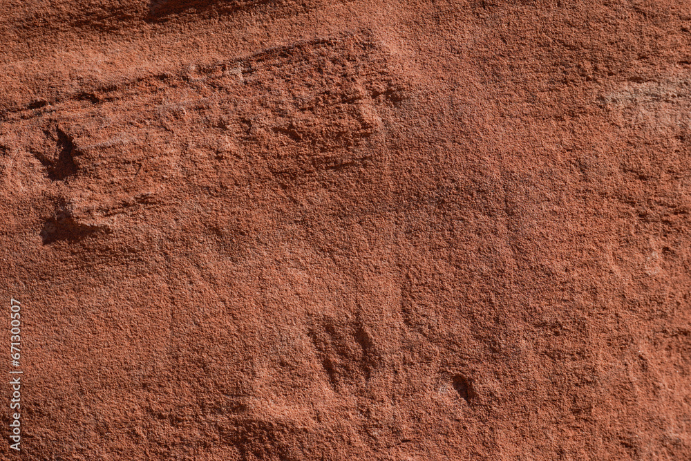 Closeup of red rock texture at Valley of Fire State Park in Moapa Valley, Nevada.