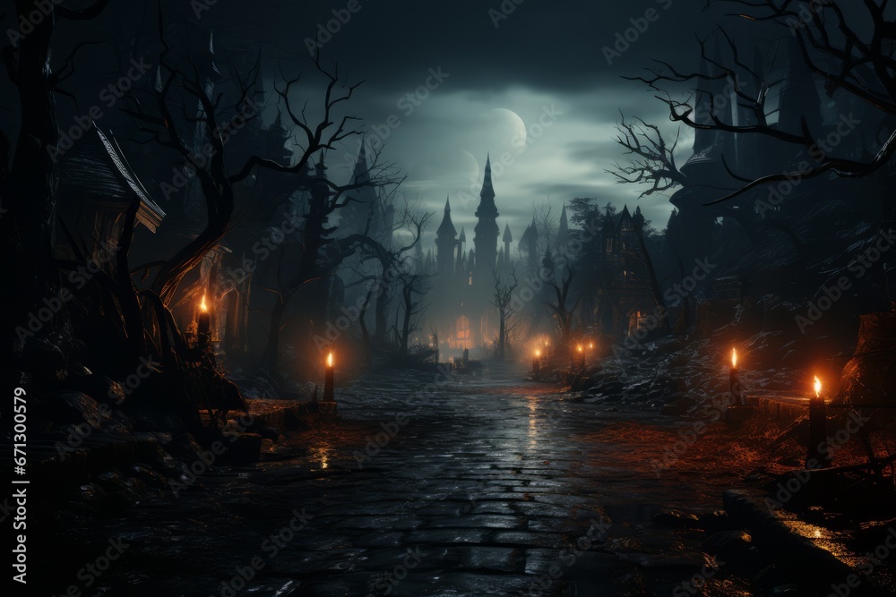 Halloween background haunted forest spooky atmosphere