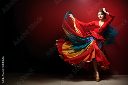 Abstract Graceful Dancer in Red Dress