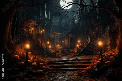 Halloween background haunted mansion spooky atmosphere