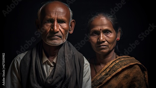 Close-up photograph of a middle-aged Bengali man and woman couple 