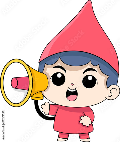 a boy is making an announcement