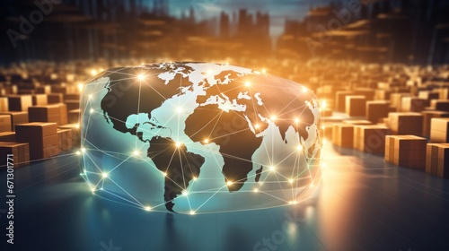 Logistics international delivery concept  World map with logistic network distribution on background.background for Concept of fast or instant shipping  Online goods orders worldwide