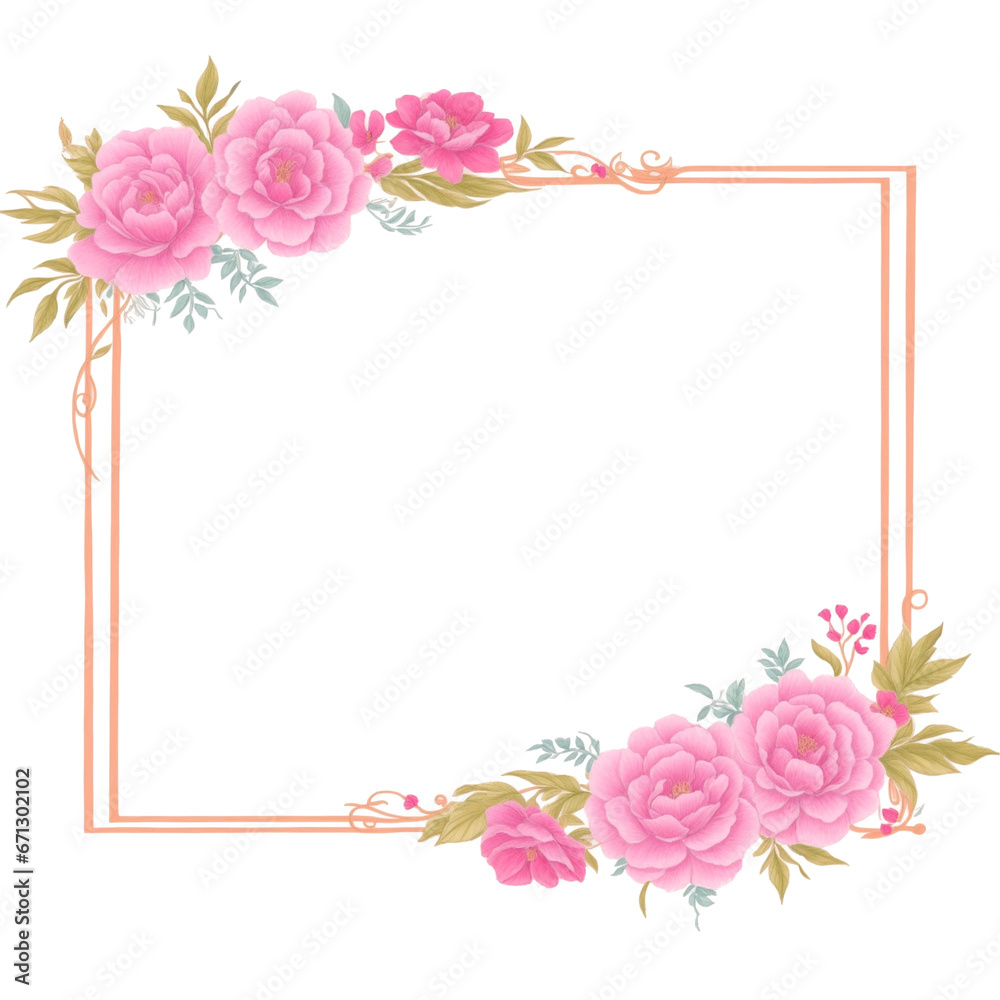 Flower border frame for invitation card PNG transparent background Flower border frame for invitation card PNG transparent background