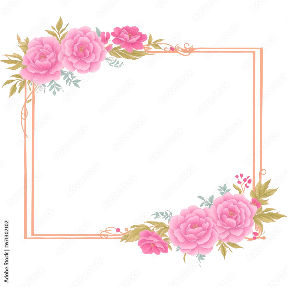 Flower border frame for invitation card PNG transparent background