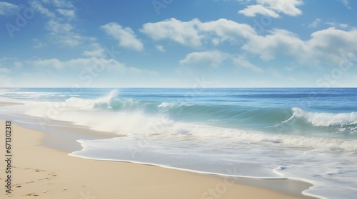 the ocean and sand on a sunny day