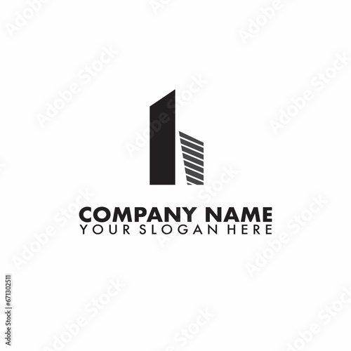 Letter H building logo concept architecture home construction company logo realty rent symbol icon vector template.