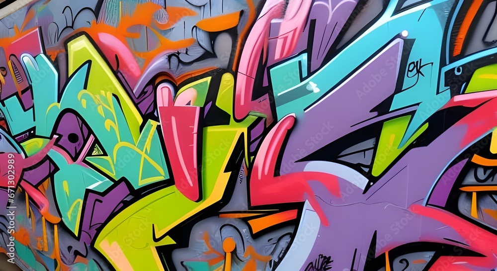 Obraz premium Vibrant Abstract Graffiti Art with Bold Shapes and Bright Colors | 051