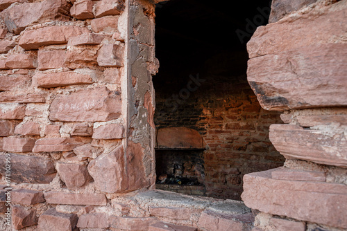 The Cabins at Valley of Fire State Park in Moapa Valley, Nevada. View from outside through the window of the cabin.