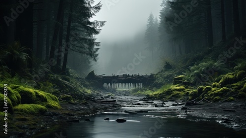 Fog in the forest UHD wallpaper