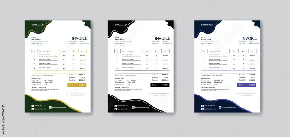 Vector corporate business professional flat design sales invoice design template for your business