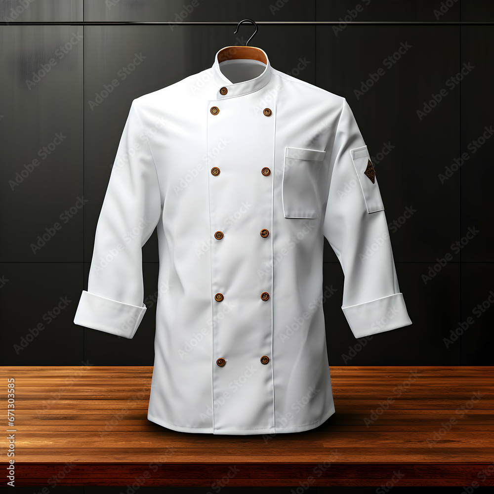 Photo professional chef Jacket mock up on black background Photo professional chef Jacket mock up on black background