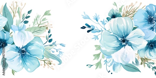 Blue flowers frame with room for text copy.