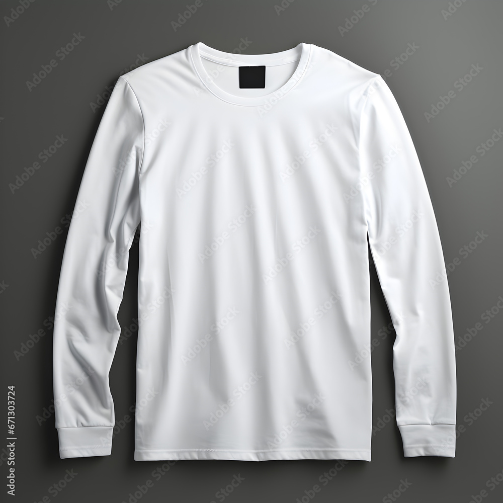 Blank white long sleeve t-shirt on dark grey background Blank white long sleeve t-shirt on dark grey background
