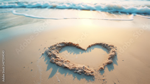 A heart drawn in the sand on a beach