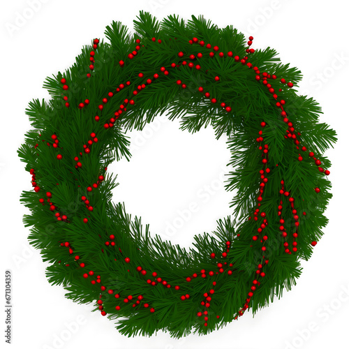 Isolated greenery festive holiday wreath