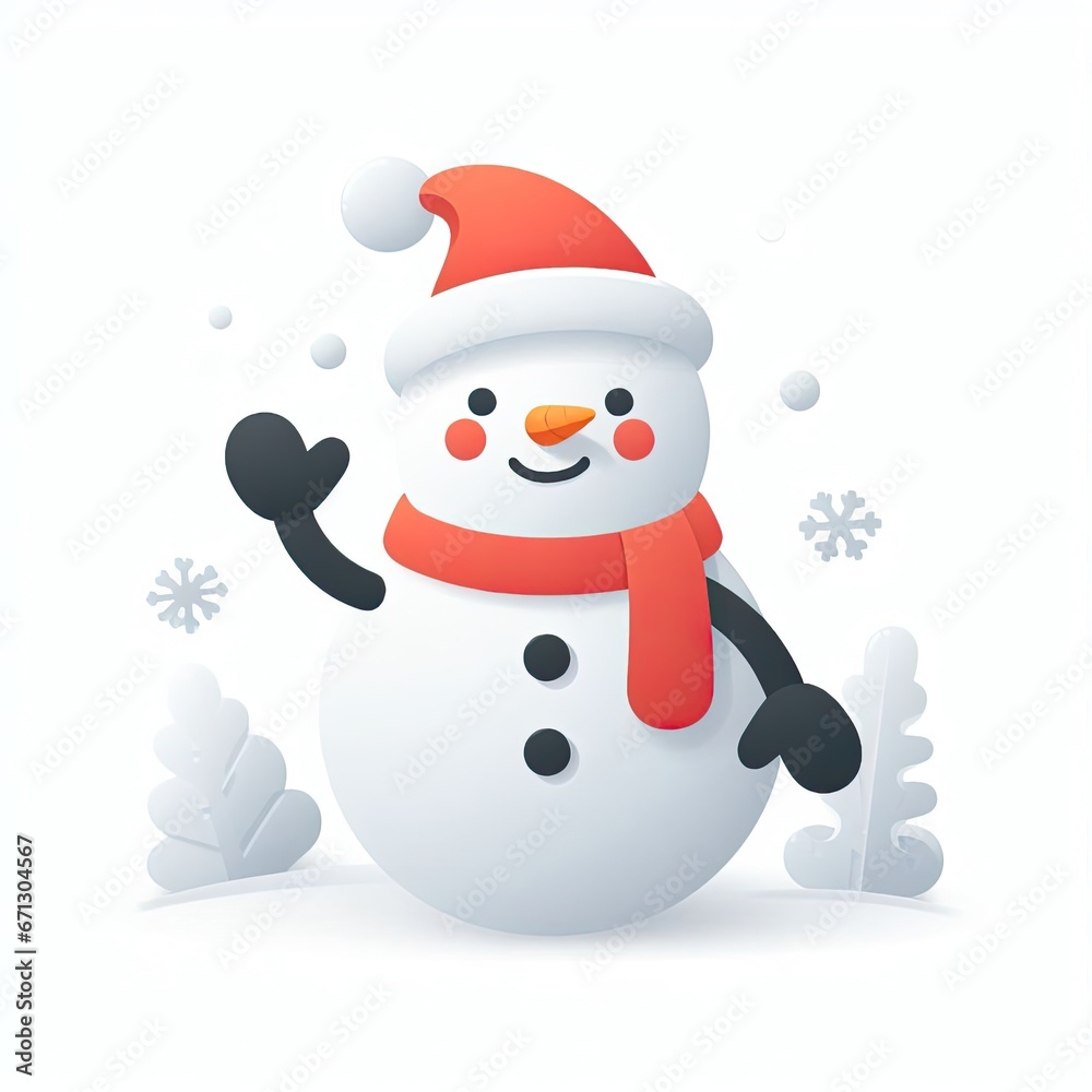 Illustration cute snowman design character AI Generative