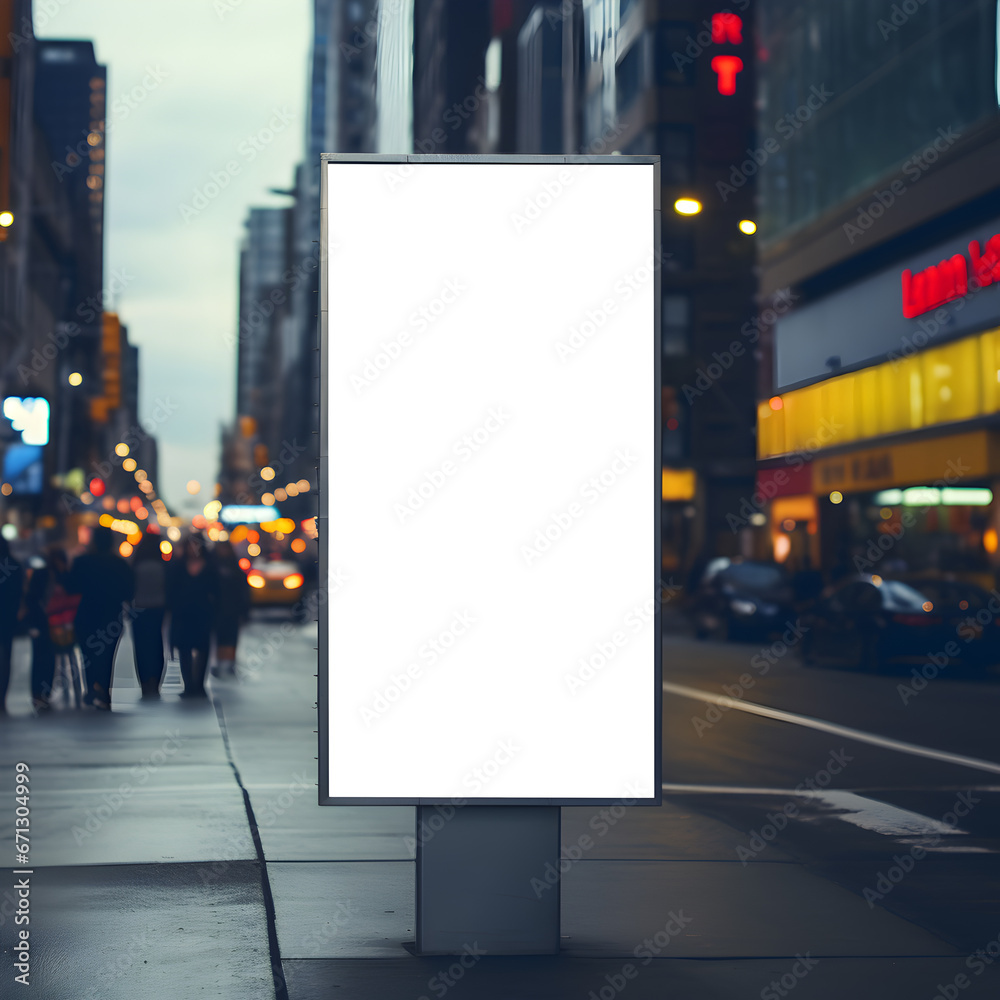 Blank advertisement billboard on sidewalk mockup