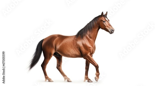 bay horse isolated on white photo
