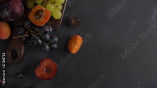 Grapes, apricots and plums