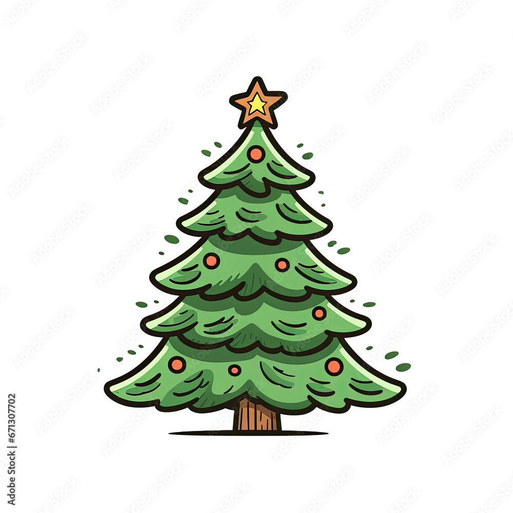 illustration Christmas tree with ornament AI Generative illustration Christmas tree with ornament AI Generative