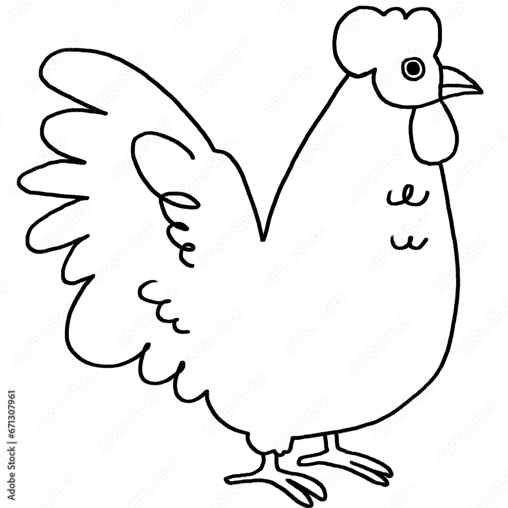 鶏の線画イラスト 鶏の線画イラスト
