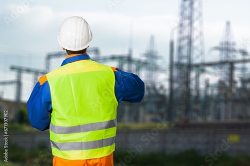 Construction worker do inspection at factory