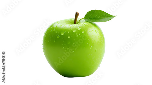 Green apple on transparent background