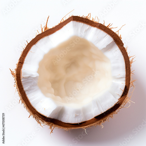 Coconut with isolated white background, ready to be used in fresh and healthy food designs.