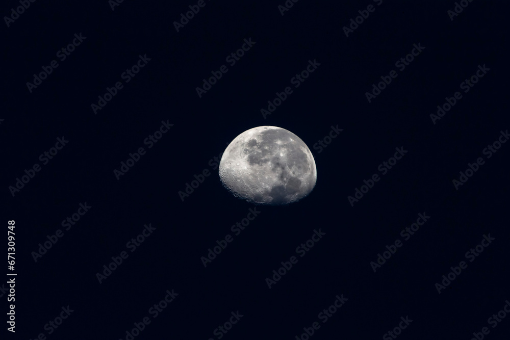 Moon Closeup Showing the Details of Lunar Surface. Horizontal Image Moon Closeup Showing the Details of Lunar Surface. Horizontal Image