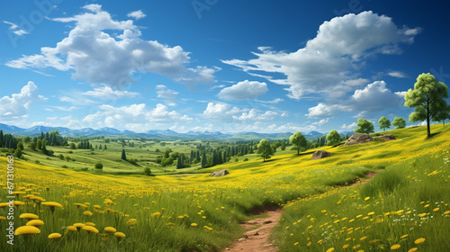 meadow with flowers and sky