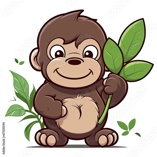 Illustration cute gorilla design character AI Generative