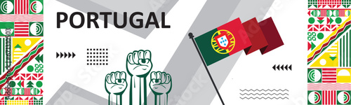  Portugal national day banner with flag colors background, Portuguese people. Sports Games Concept,independence day celebration background images..eps