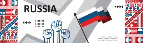Russia national day banner design. Russian flag Color Background Design, white blue red color. Russia flag geometric abstract Moscow vector illustrator. Creative Design..eps