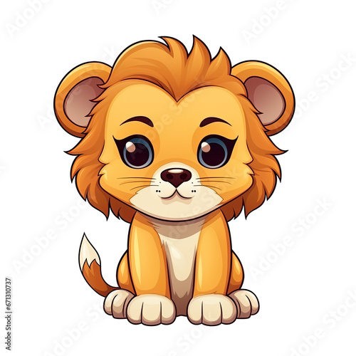 Illustration cute lion design character AI Generative