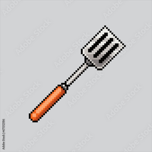 Pixel art illustration Spatula. Pixelated Spatula. Kitchen Spatula pixelated for the pixel art game and icon for website and video game. old school retro.
