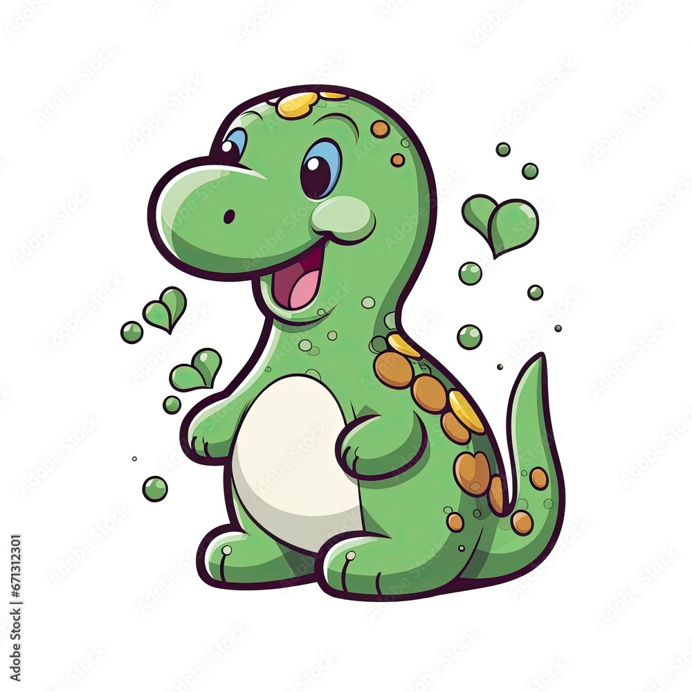 Naklejka premium Design illustration cute dinosaur AI Generative