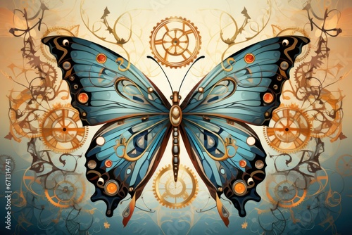 Whimsical Clockwork Butterflies - Generative AI © Sidewaypics