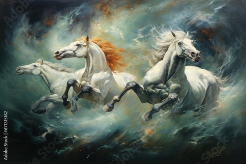 Whirling cyclone riders, harnessing the power of storms atop their magical steeds - Generative AI © Sidewaypics