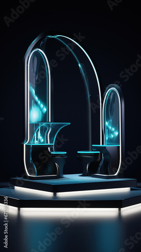 Extravagant Dreamscapes of a Futuristic Surrealist Performance Podium on the Technological Stage of Imagination