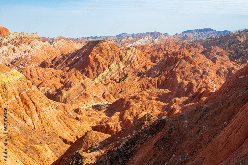 Unique site of The Zhangye Danxia National Park located in the Gansu, China Unique site of The Zhangye Danxia National Park located in the Gansu, China