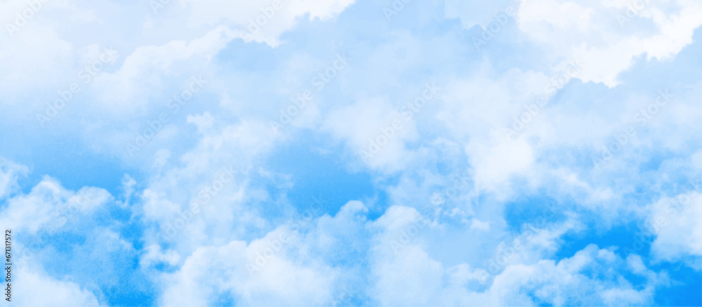 Panorama of blue sky and White cloud nature background .blue sky background with tiny clouds .Soft blue sky fuse with sunset light to look like heaven peaceful.><	