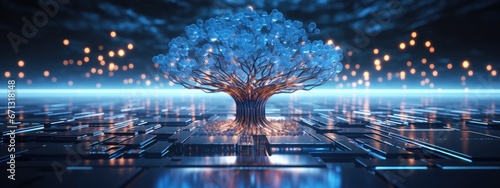 Processor AI artificial intelligence technology. smart computer chipset on circuit board for electronics and technology concept. intelligent computing processes.