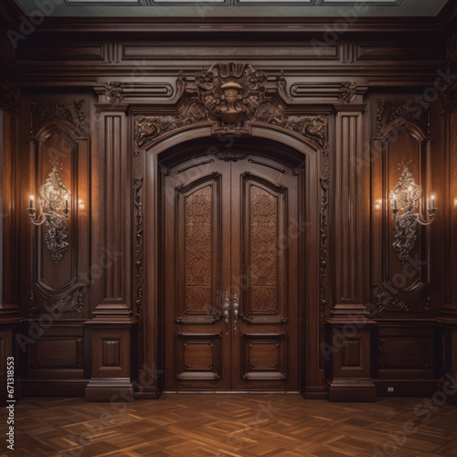 Classic panel door in a historic mansion regal vibes   © Sekai