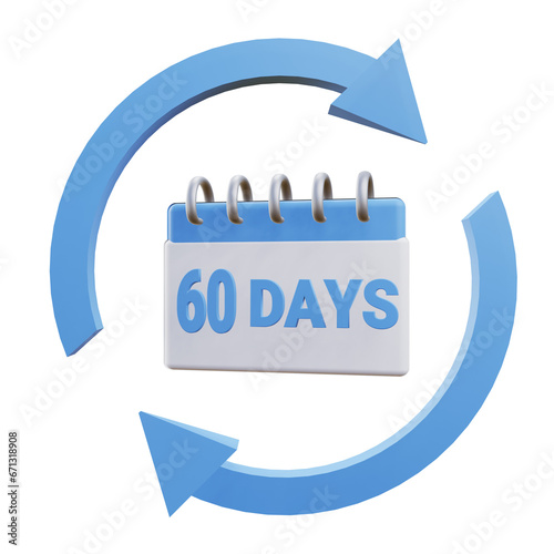 3 D illustration of 60 days guarantee